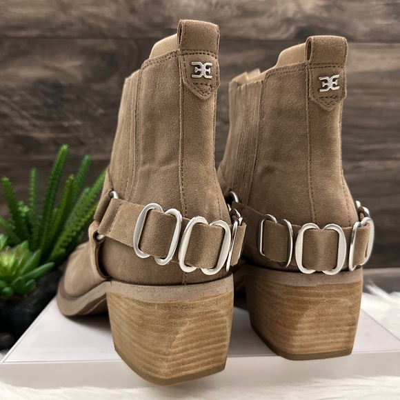 NIB Sam Edelman Bellamie Western Harness Cowgirl Ankle Boots Deep Taupe - Picture 9 of 14